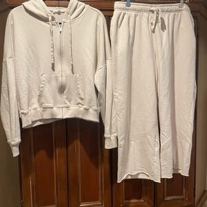 Beige Hoodie and Sweatpants Set